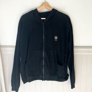 Vintage Miro Cancun Mexico Large Zip Up Black Hoodie with Front Pockets Womens